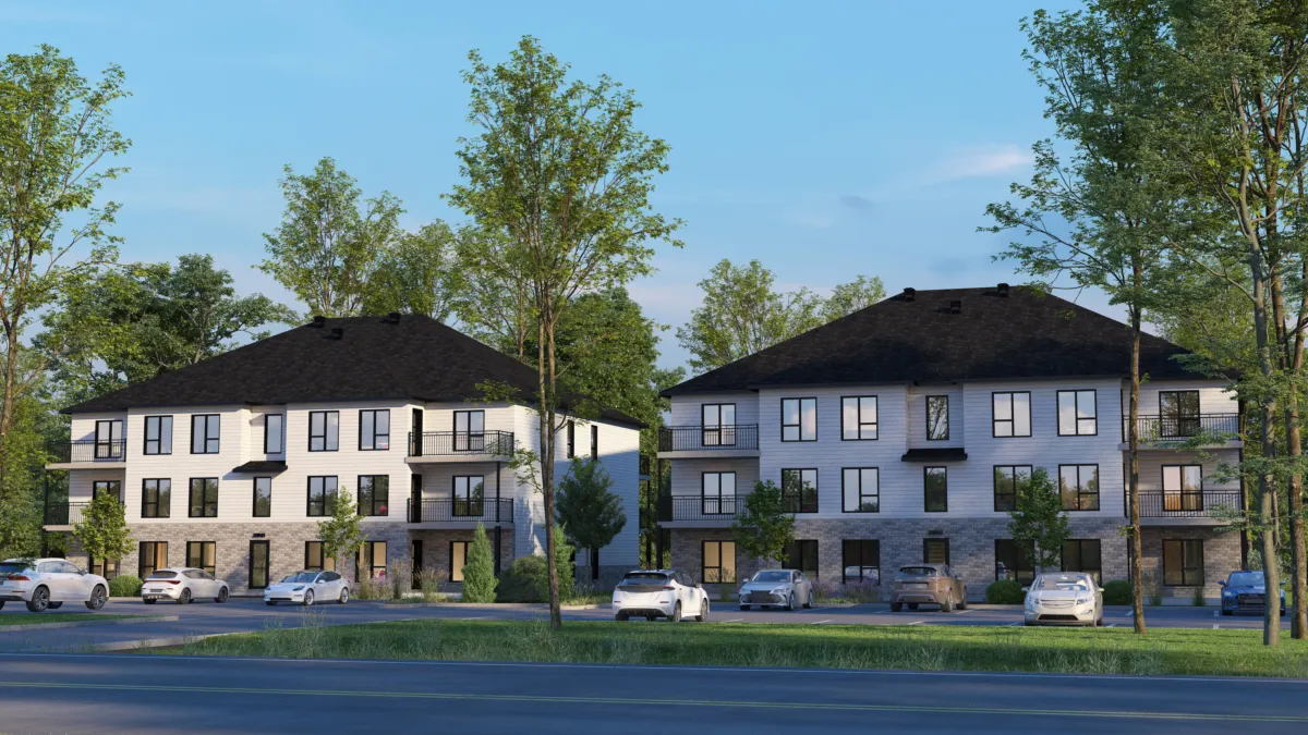 Rendu 3D de la façade du projet du 1216 rue Principale, à Rivière-Beaudette